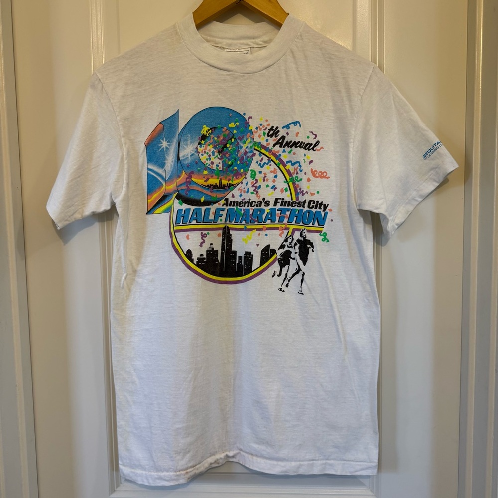 VTG 1987 San Diego 1/2 marathon shirt single stitch Hanes beefy T medium *flaws
